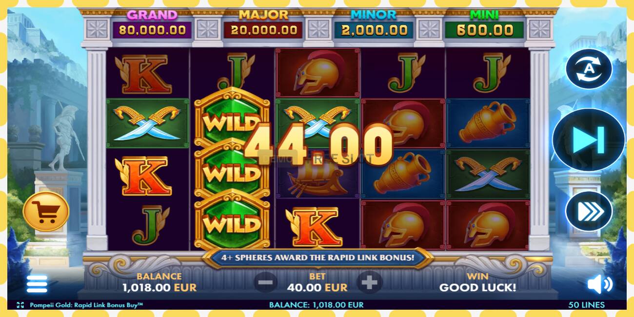 டெமோ ஸ்லாட் Pompeii Gold Rapid Link Bonus Buy இலவச மற்றும் பதிவு இல்லாமல், படம் - 1