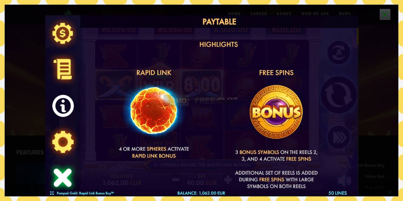 டெமோ ஸ்லாட் Pompeii Gold Rapid Link Bonus Buy இலவச மற்றும் பதிவு இல்லாமல், படம் - 1