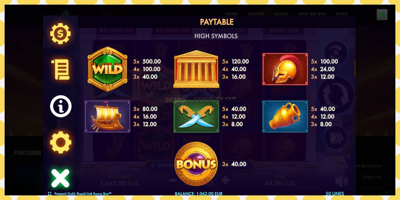 டெமோ ஸ்லாட் Pompeii Gold Rapid Link Bonus Buy இலவச மற்றும் பதிவு இல்லாமல், படம் - 1