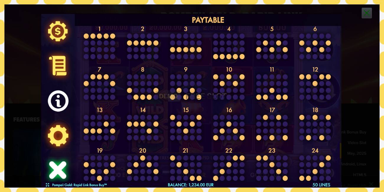 டெமோ ஸ்லாட் Pompeii Gold Rapid Link Bonus Buy இலவச மற்றும் பதிவு இல்லாமல், படம் - 1