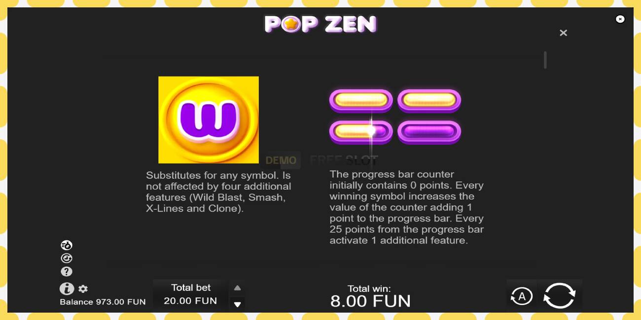 Slot de demostración Pop Zen gratuíto e sen rexistro, imaxe - 1