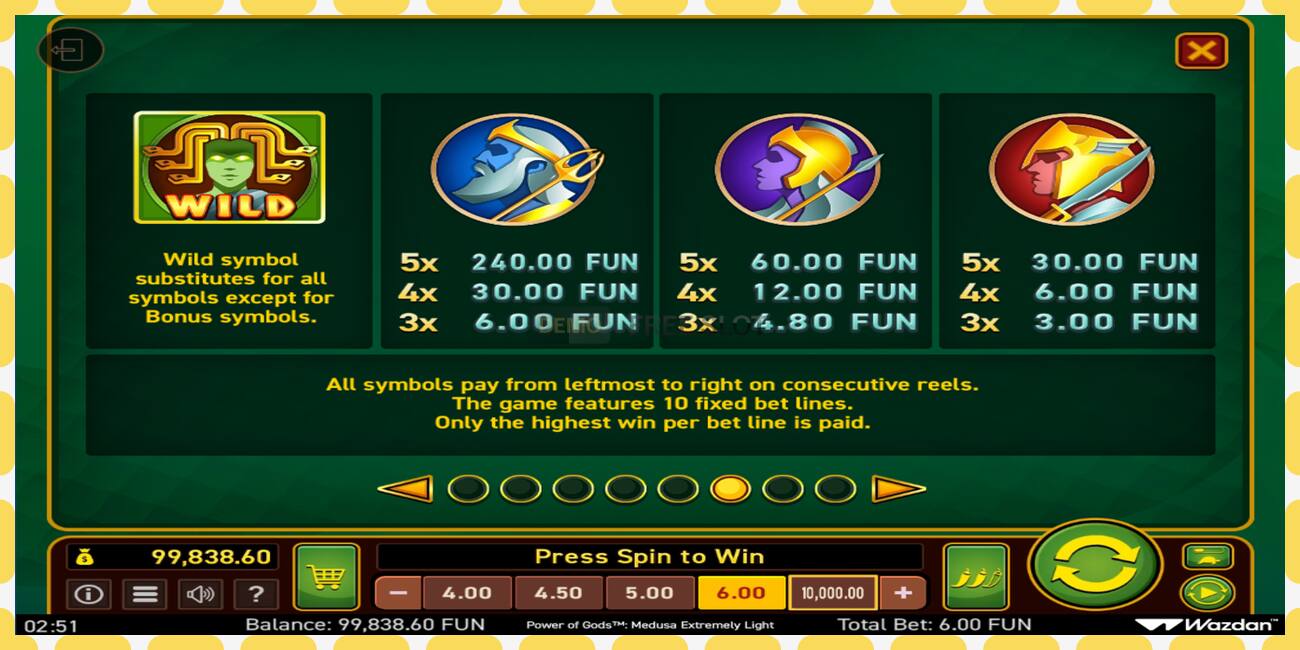 Demo slot Power of Gods: Medusa Extremely Light free and without registration, picture - 1