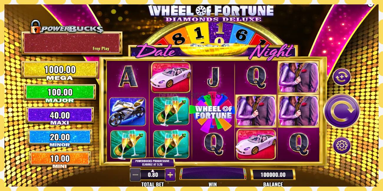 Demo yuvası PowerBucks Wheel of Fortune Diamonds Deluxe Date Night ücretsiz ve kayıt olmadan, resim - 1