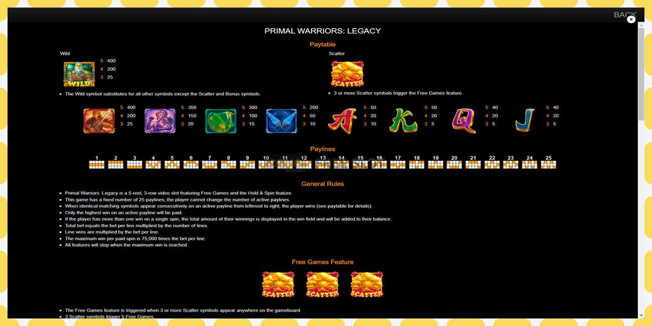 Demo slot Primal Warriors: Legacy free and without registration, picture - 1