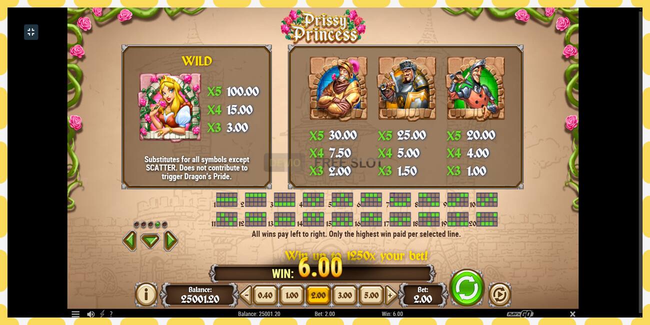 Demo slot Prissy Princess free and without registration, picture - 1