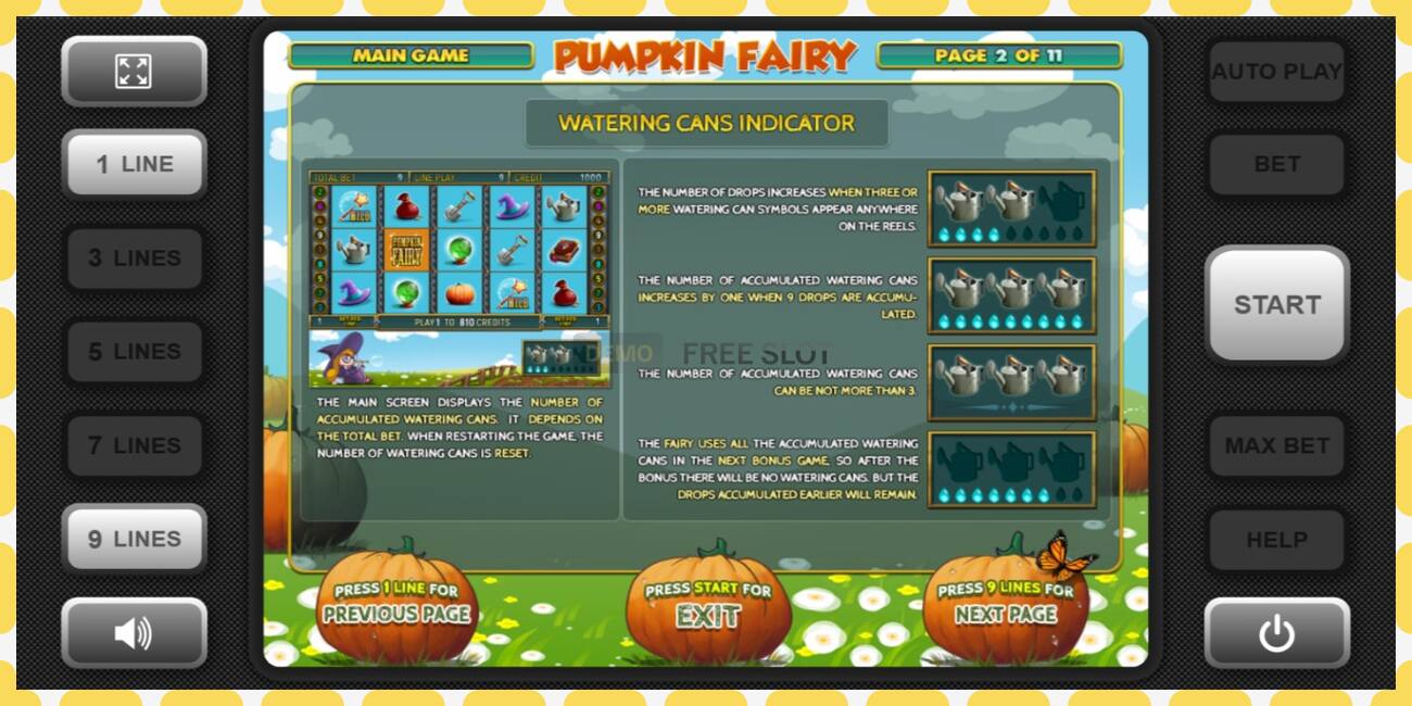 រន្ធដោតសាកល្បង Pumpkin Fairy ឥតគិតថ្លៃនិងដោយគ្មានការចុះឈ្មោះ, រូបភាព - ១