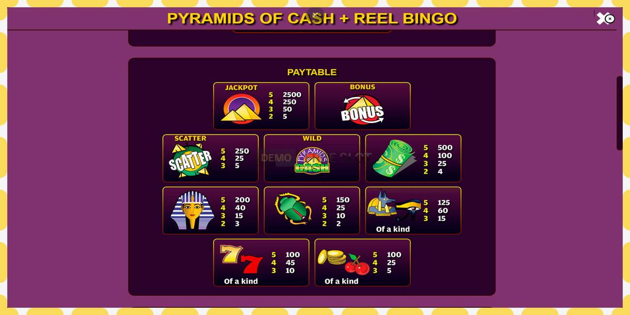 Demo pesa Pyramids of Cash with Reel Bingo tasuta ja ilma registreerimiseta, pilt - 1