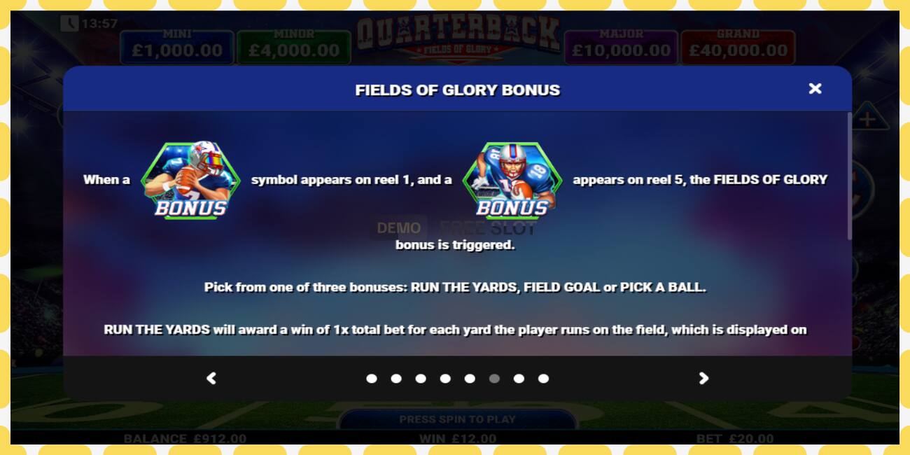 Demo slot Quarterback Fields of Glory free and without registration, picture - 1