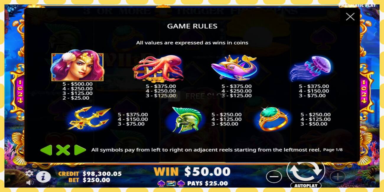 Demo slot Queen of Atlantis free and without registration, picture - 1