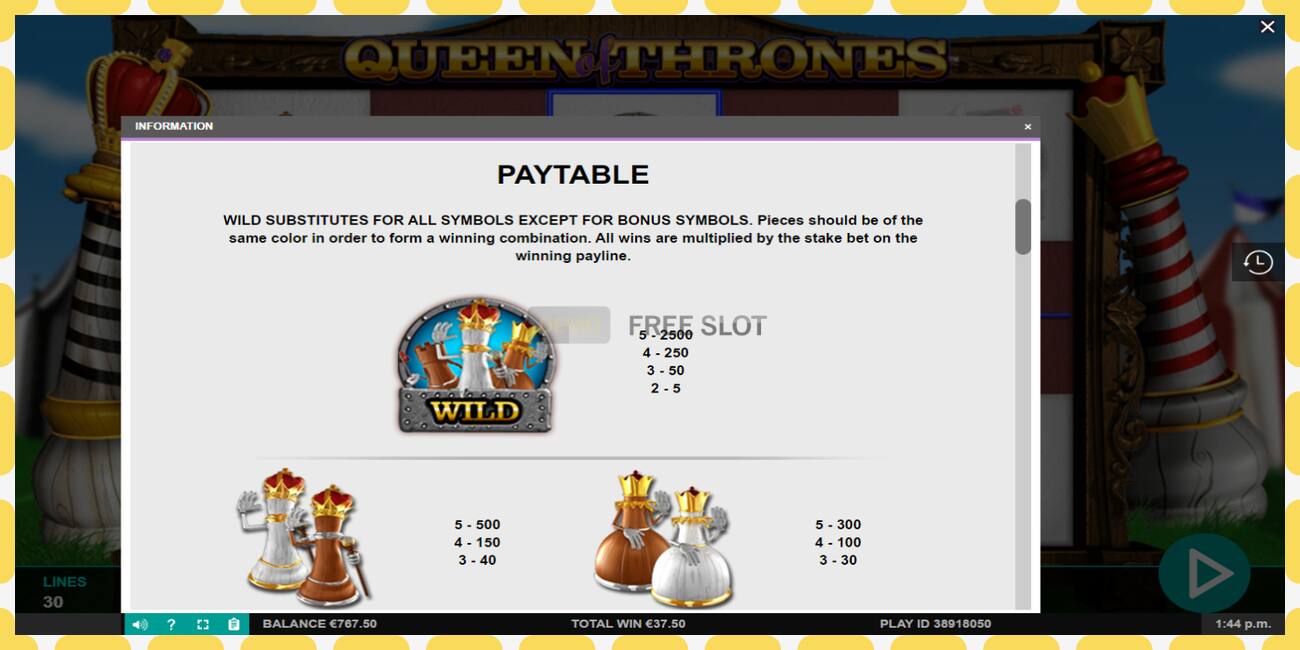 Demo slot Queen of Thrones free and without registration, picture - 1