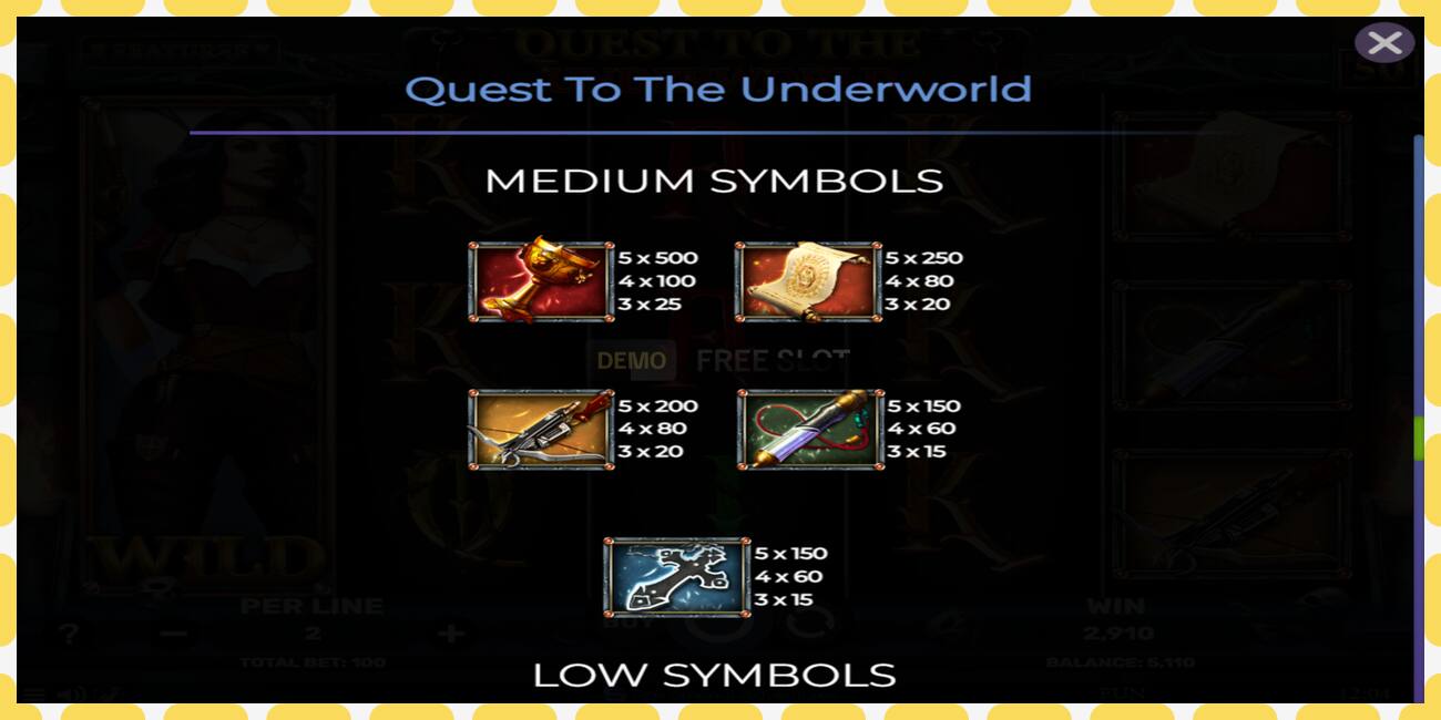 Demo slot Quest To The Underworld free and without registration, picture - 1