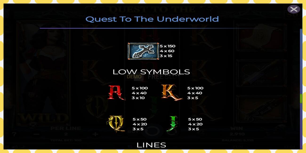 Demo slot Quest To The Underworld free and without registration, picture - 1