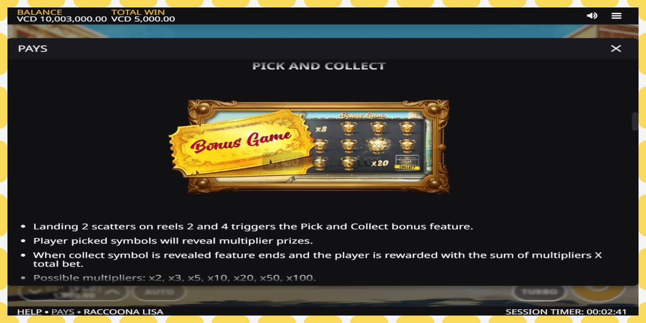 Demo slot Raccoona Lisa free and without registration, picture - 1