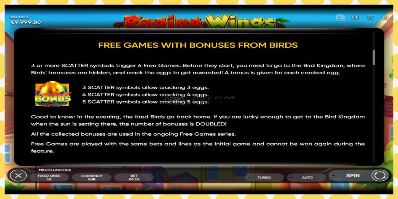 Demo slot Raging Wings free and without registration, picture - 1