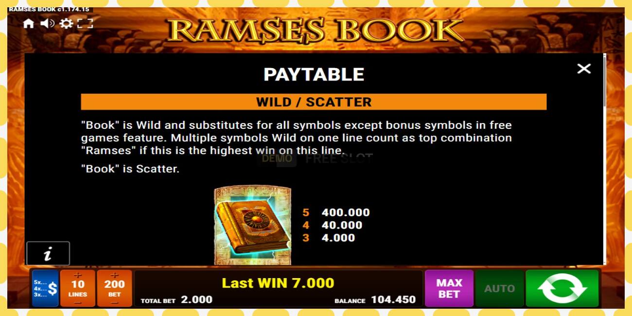 Demo slots Ramses Book bezmaksas un bez reģistrācijas, attēlu - 1