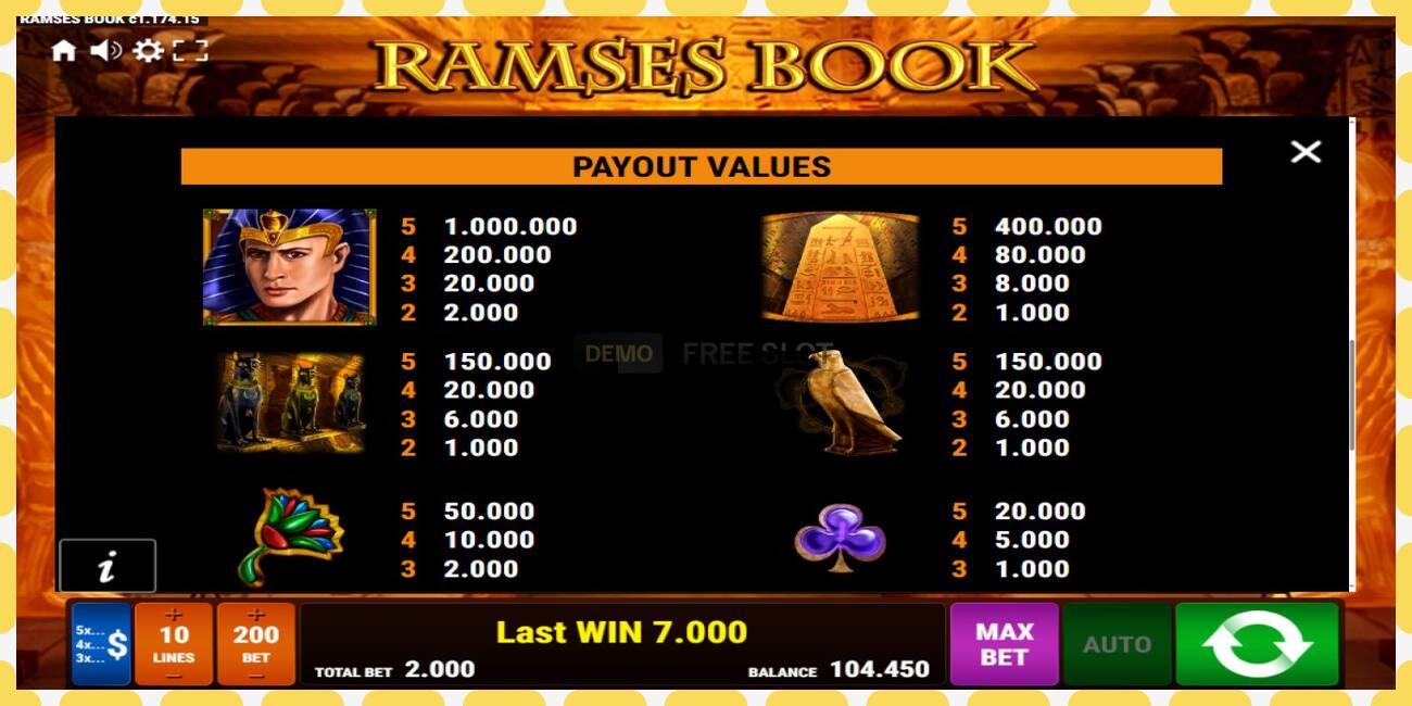 Demo slots Ramses Book bezmaksas un bez reģistrācijas, attēlu - 1