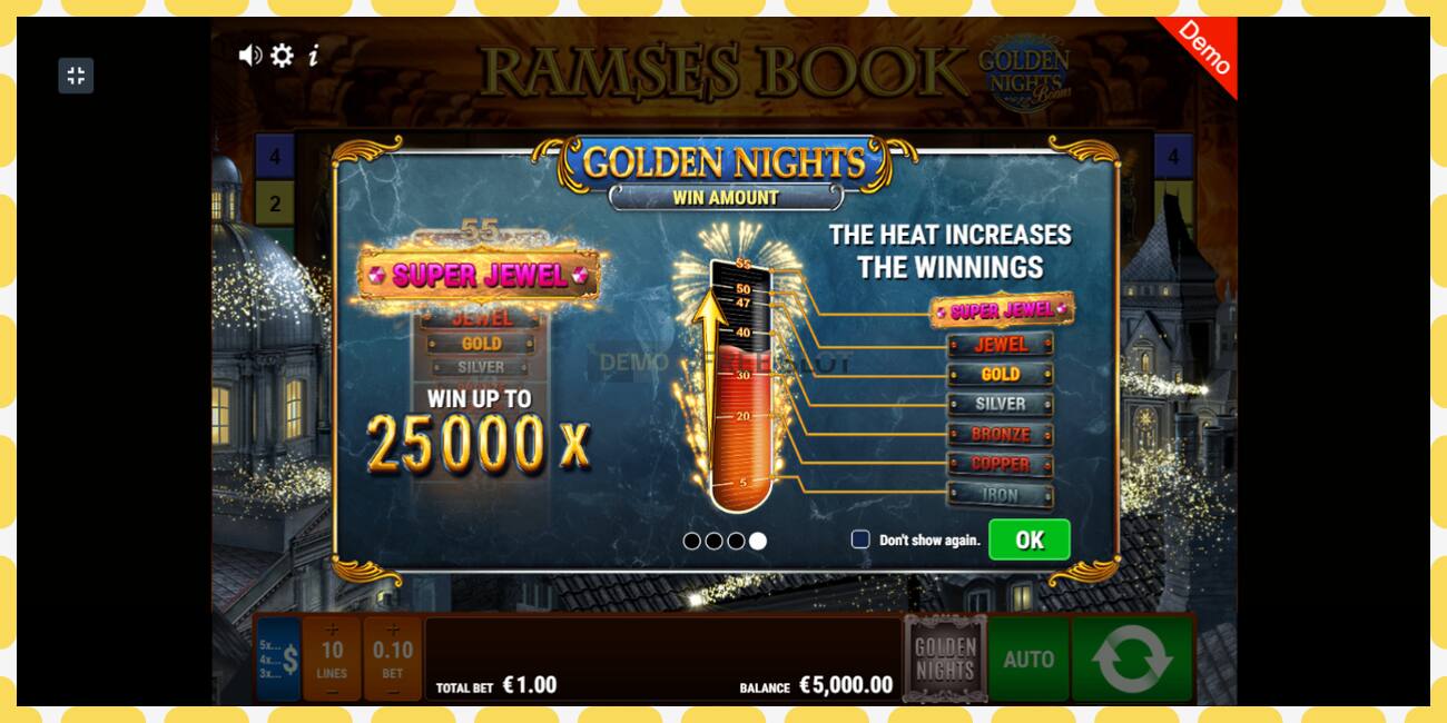 فتحة تجريبية Ramses Book Golden Nights مجانا وبدون تسجيل, صورة - 1