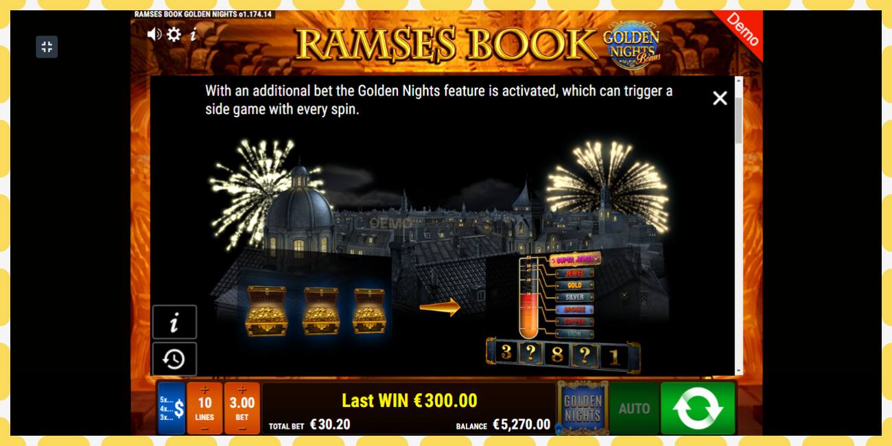 Demo slot Ramses Book Golden Nights gratis og uden registrering, billede - 1