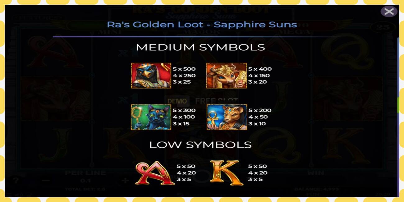 Demo pesa Ras Golden Loot - Sapphire Suns tasuta ja ilma registreerimiseta, pilt - 1