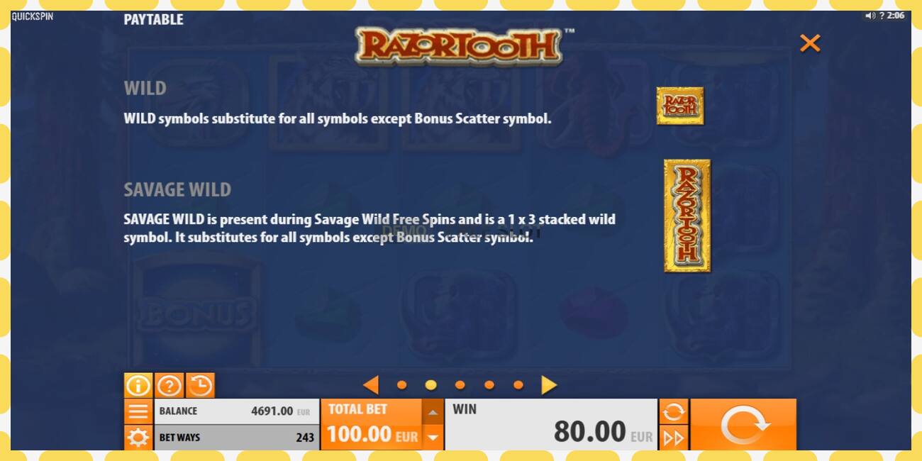 Demo slot Razortooth free and without registration, picture - 1