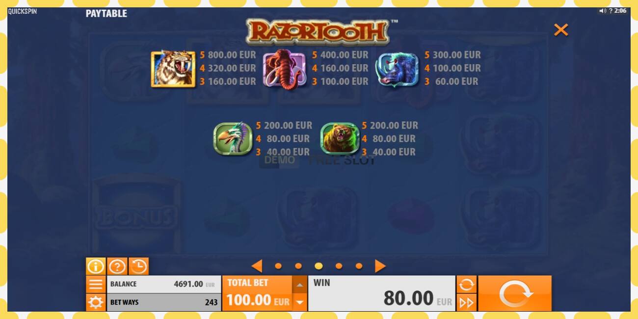 Demo slot Razortooth free and without registration, picture - 1