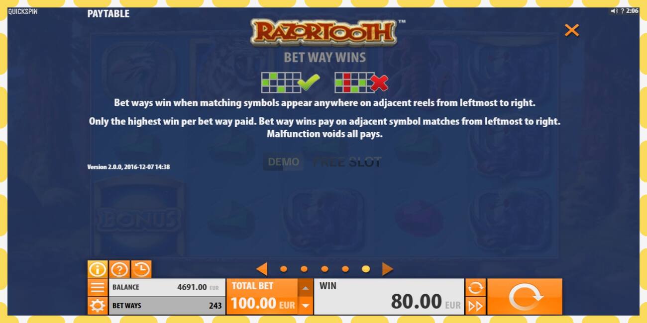 Demo slot Razortooth free and without registration, picture - 1