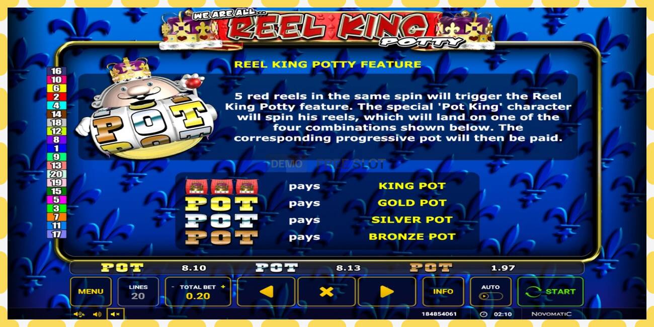 Демо слот Reel King Potty бесплатно и без регистрације, слика - 1