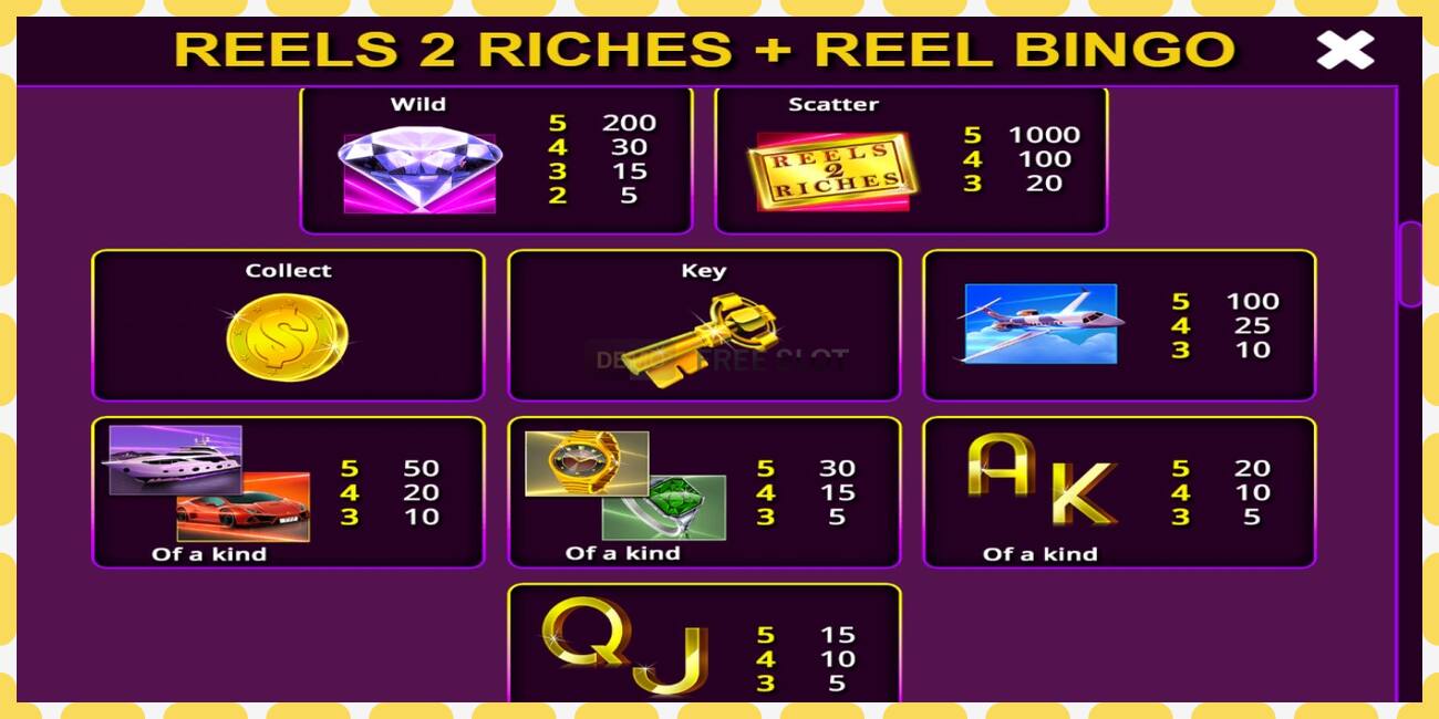 Slot demo Reels 2 Riches with Reel Bingo gratuit și fără înregistrare, imagine - 1