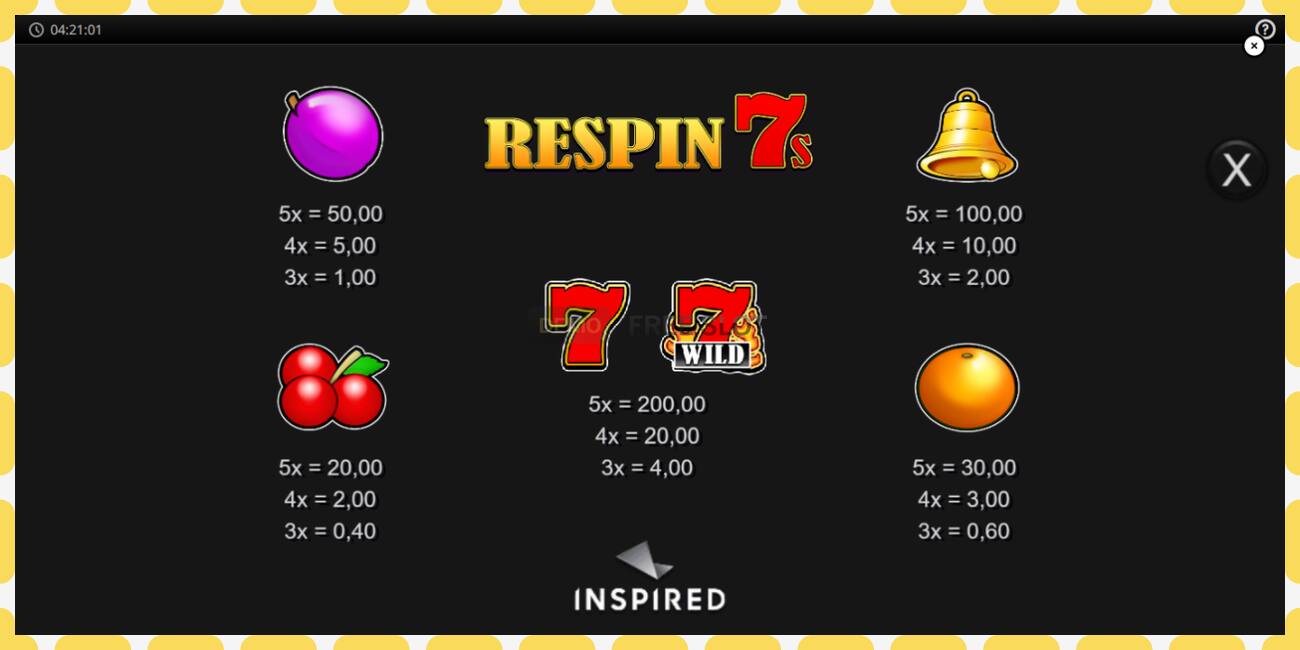 Demo slot Respin 7s free and without registration, picture - 1