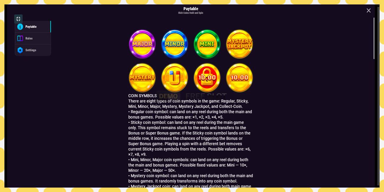 Demo slot Rich Coins Hold and Spin free and without registration, picture - 1