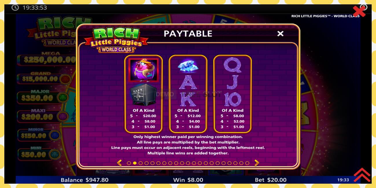 Demo slot Rich Little Piggies World Class නොමිලේ සහ ලියාපදිංචියකින් තොරව, පින්තූරය - 1