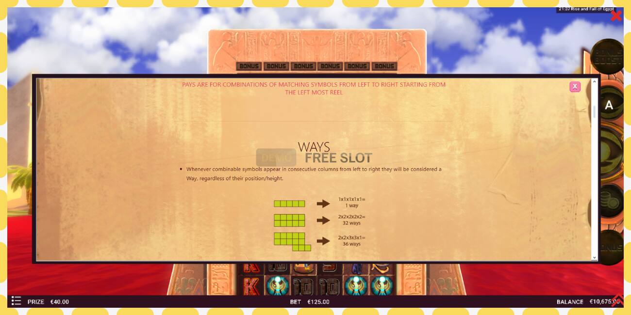 Demo slots Rise & Fall of Ra bezmaksas un bez reģistrācijas, attēlu - 1