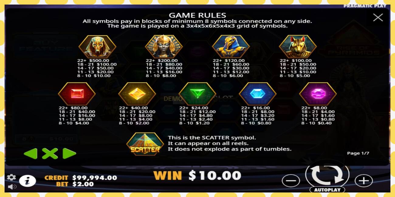 Demo slot Rise of Pyramids gratis og uden registrering, billede - 1