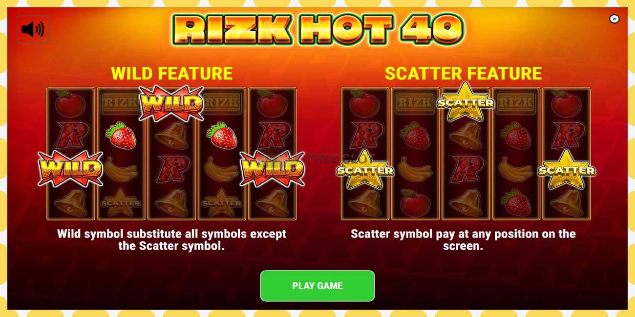 Demo slot Rizk Hot 40 free and without registration, picture - 1