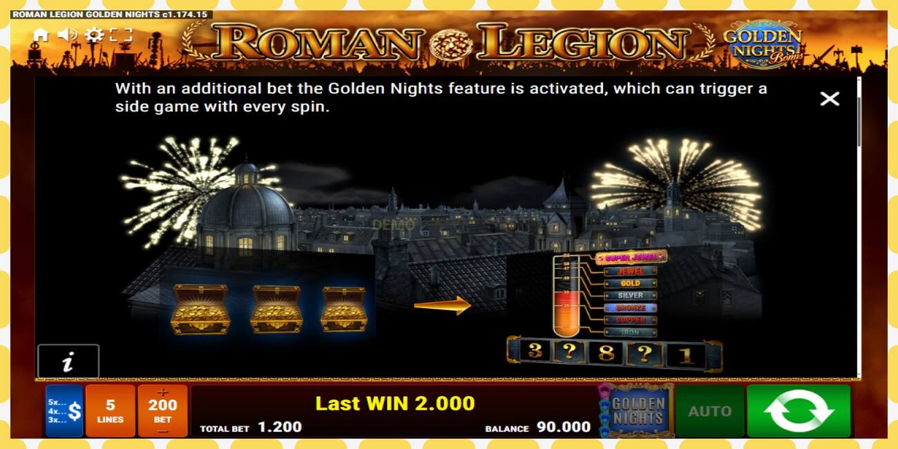 डेमो स्लट Roman Legion Golden Nights नि: शुल्क र दर्ता बिना, चित्र - १