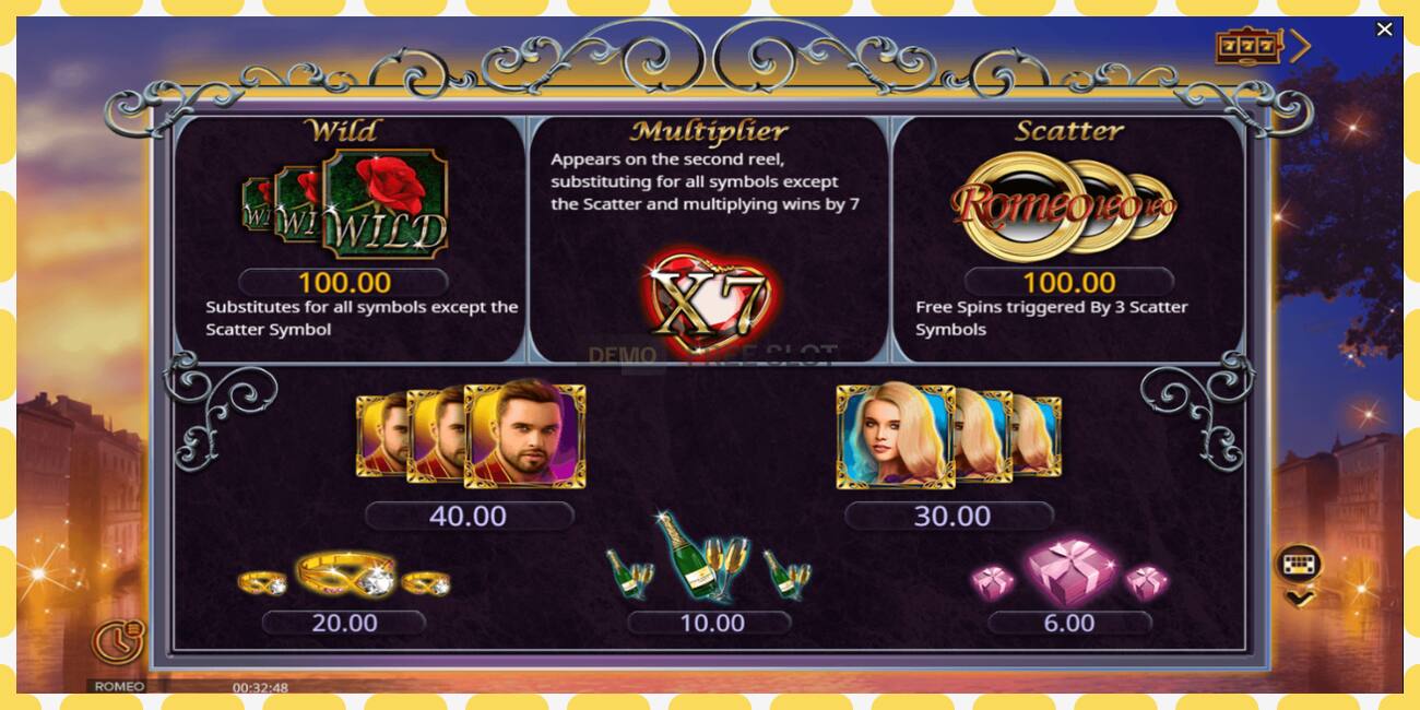 Demo slot Romeo free and without registration, picture - 1