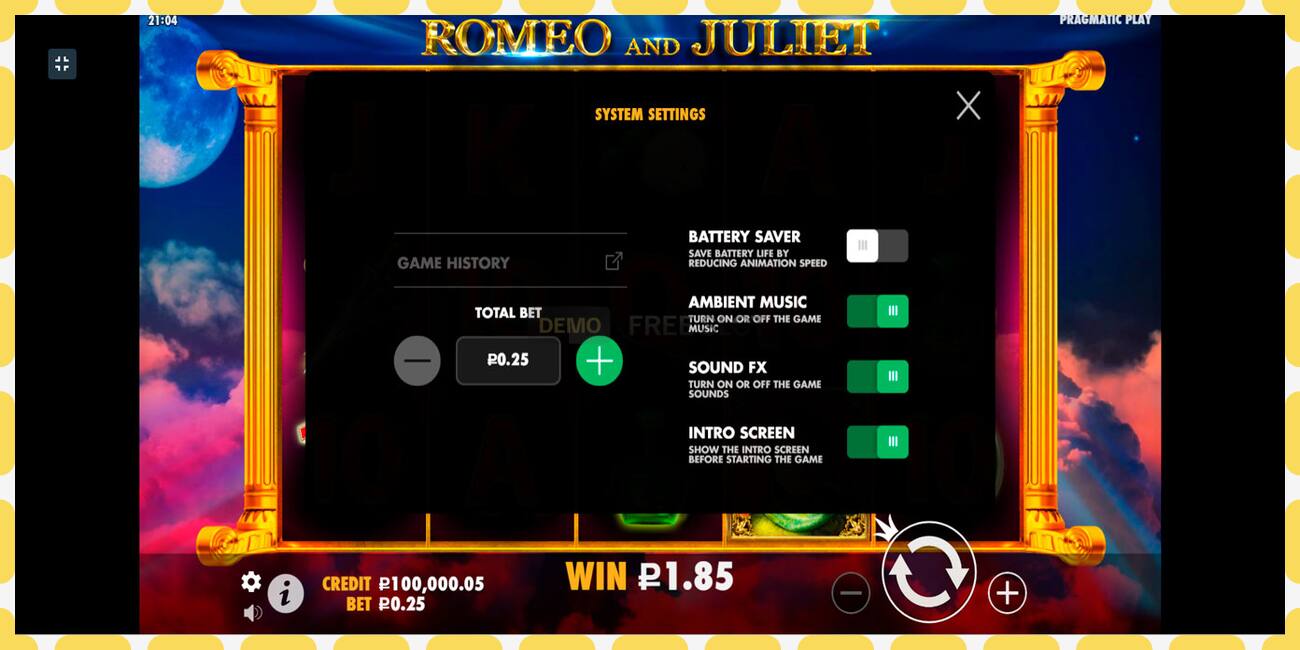 Demo slot Romeo and Juliet free and without registration, picture - 1