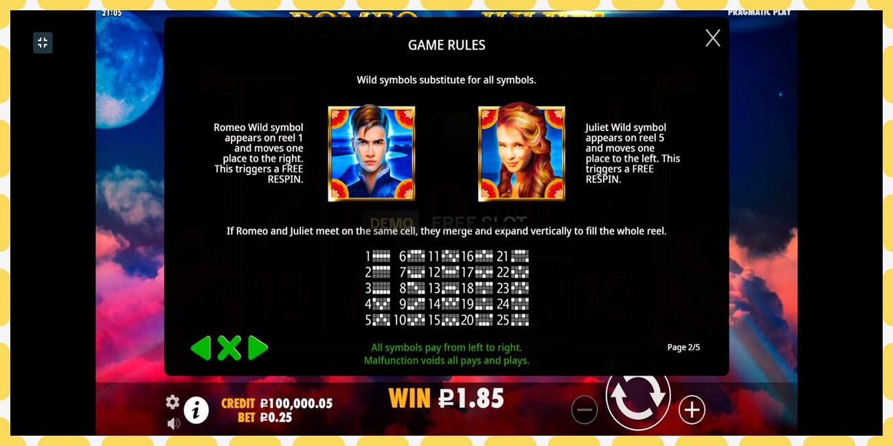 Demo slot Romeo and Juliet free and without registration, picture - 1