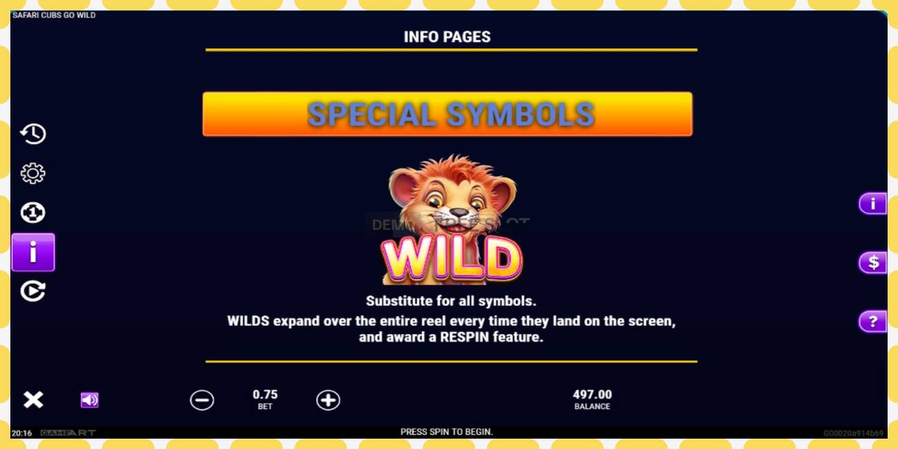 Demo slot Safari Cubs Go Wild free and without registration, picture - 1