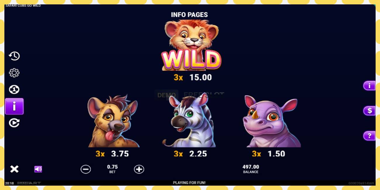 Demo slot Safari Cubs Go Wild free and without registration, picture - 1