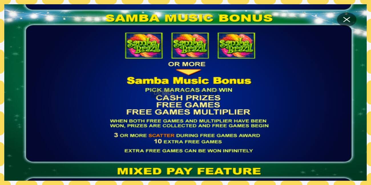 Demo slot Samba Brazil free and without registration, picture - 1