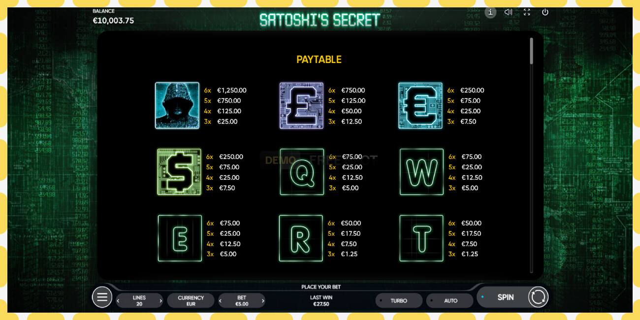 Demo slot Satoshi’s Secret free and without registration, picture - 1