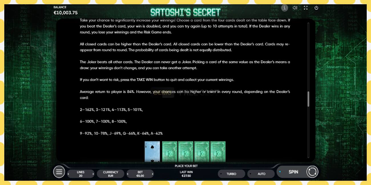 Demo slot Satoshi’s Secret free and without registration, picture - 1