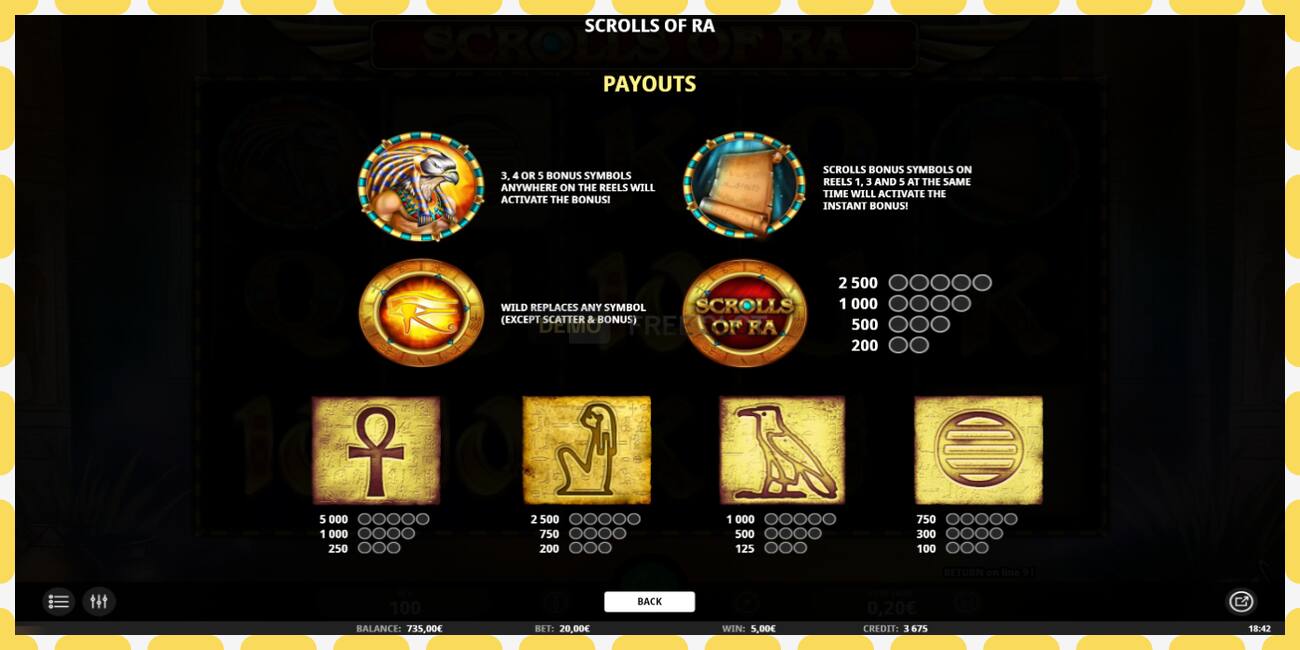 Demo lizdas Scrolls of RA nemokamai ir be registracijos, paveikslėlį - 1