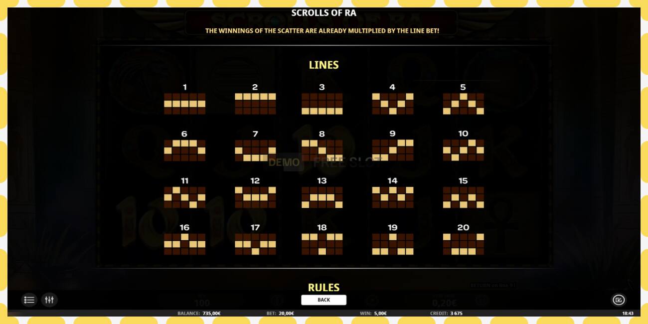 Slot demo Scrolls of RA percuma dan tanpa pendaftaran, gambar - 1