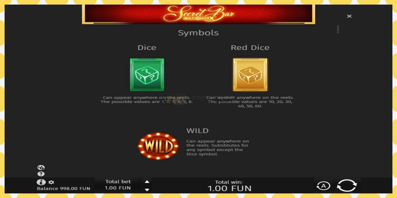 Demo slot Secret Bar Multidice X free and without registration, picture - 1