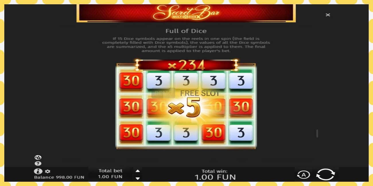 Demo slot Secret Bar Multidice X free and without registration, picture - 1