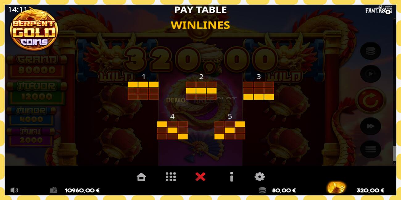 Demo slots Serpent Gold Coins bezmaksas un bez reģistrācijas, attēlu - 1