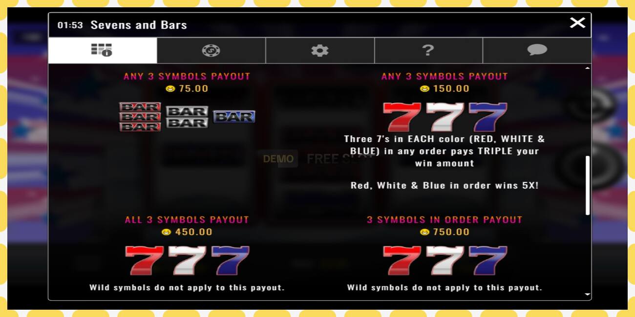 Demo slot Sevens and Bars free and without registration, picture - 1