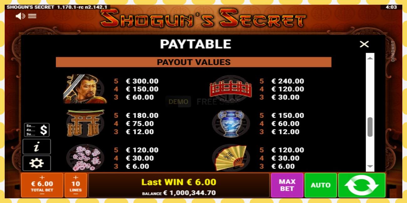 Demo slot Shoguns Secret free and without registration, picture - 1